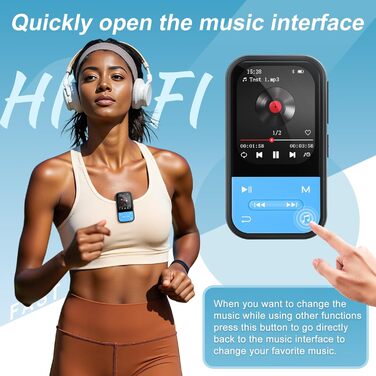 MP3-плеєр ZAQE 80GB Bluetooth WiFi Android Spotify MP4 для дітей (Blue)