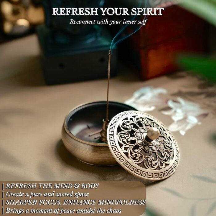 Copper Incense Burner and 16-Piece Tool Kit for Making Backflow Incense Cones - Perfect for Yoga, Meditation. Includes Censer Mold Tools, Burner, and Accessories.
