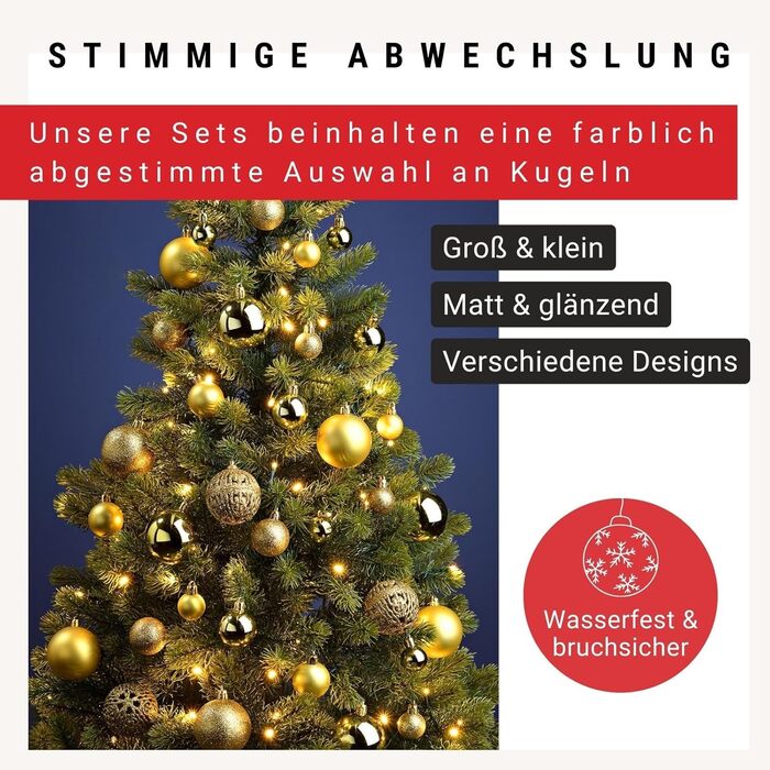 Набір прикрас для ялинки WOMA - 50 кульок, 22 кольори, пластик, ялинкові прикраси, декор, 100 шт. (Lemon Gold)