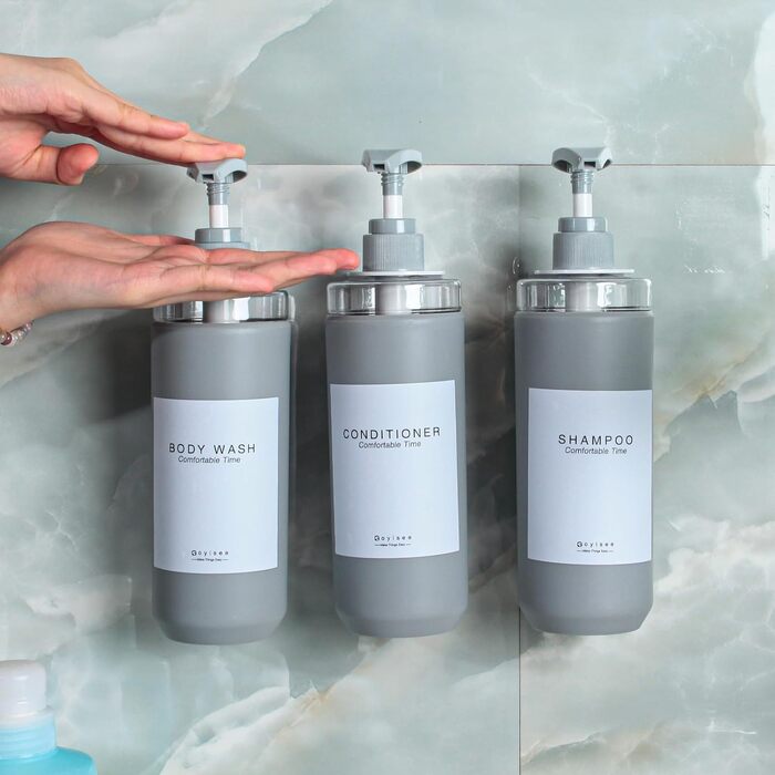 Набір дозаторів для душу GOYISEE, 3 шт. сірого кольору для мила та шампуню, аксесуари для ванної кімнати