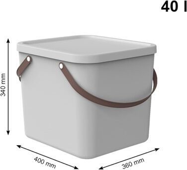 Rotho Albula Storage Box 40l with Lid, Plastic (Recycled PP), Green, 40l (40.0 x 40.0 x 34.0 cm) (White)