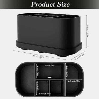 Тримач для зубних щіток з силікону, органайзер для ванної кімнати з присосками, 5 слотів, водонепроникний, для сім'ї (чорний)