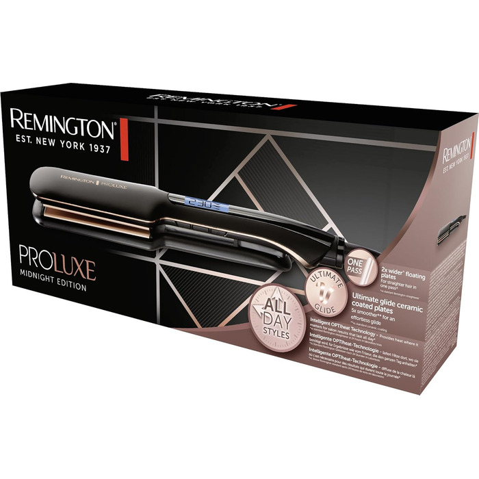 Випрямляч для волосся Remington Proluxe S9150B: широкі керамічні пластини, технологія OPTIheat, цифровий дисплей