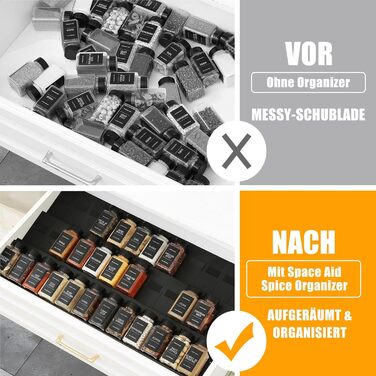 Організатор для спецій Famhap, 24 шт. - полиці для спецій у ящик, чорний