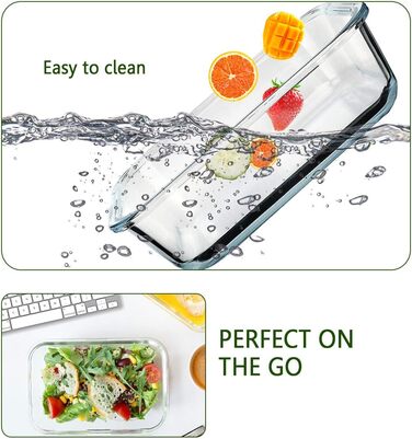 Набір контейнерів для зберігання продуктів MCIRCO 8 шт. 860 мл, скляні, з кришкою, для холодильника, морозильника, посудомийної машини, сірий