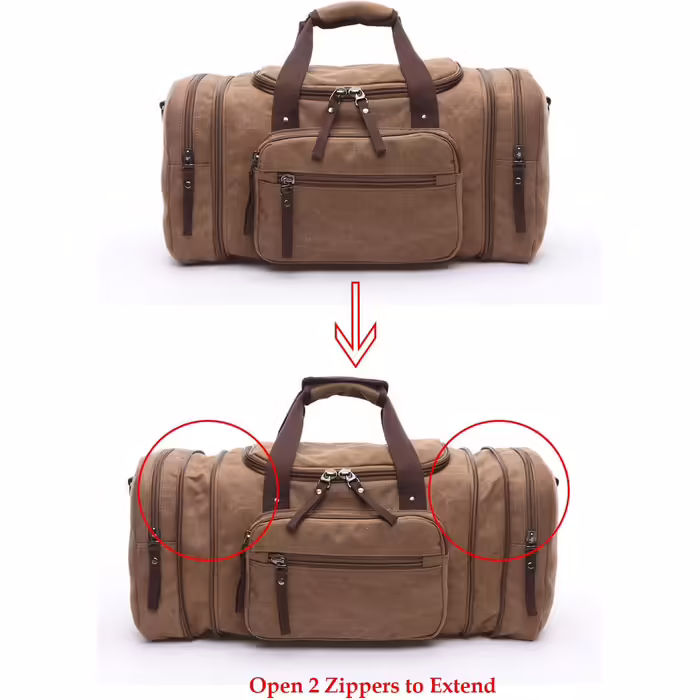 Travel Bag, Large 40L 50L Expandable Sailcloth Travel Bag, Unisex Travel Bags, Weekend Bag for Women and Men, Black