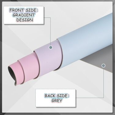 Килимок для столу зі шкіри - великий 80x40 см, рожевий/блакитний. Килимок для миші, офісний, для дому, з PU-шкіри, легко миється, не слизький