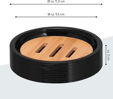 Підставка для мила Bremermann Segno з бамбука та пластику (чорна)