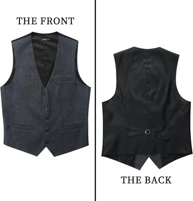 Жилет чоловічий HISDERN в стилі Herringbone, для весілля, формальний, твід, вовняний, класичний, базовий, розмір XL, колір вугільний