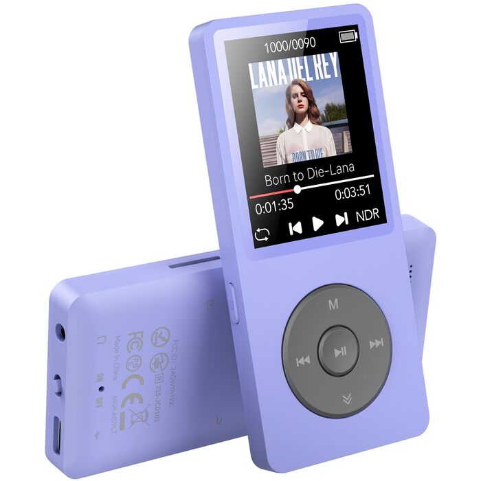 MP3 плеєр AGPTEK 64GB Bluetooth 5.3 з динаміком, радіо FM, екран 1.8