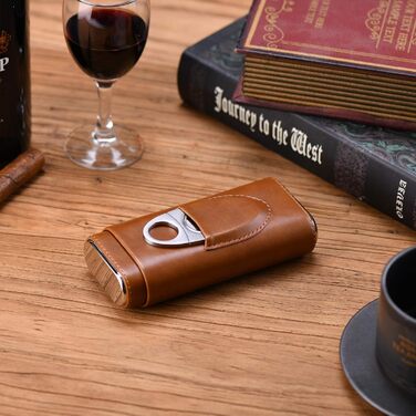 Вишуканий футляр для сигар з кедрової деревини - дорожній кейс, різак для сигар, гумодор, чохол (колір: коричневий)