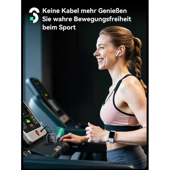 SOOMFON Bluetooth 5.3 Передавач/Приймач 2-в-1: Адаптер для телевізора, фітнесу, навушників (Airpods) з дисплеєм та акумулятором