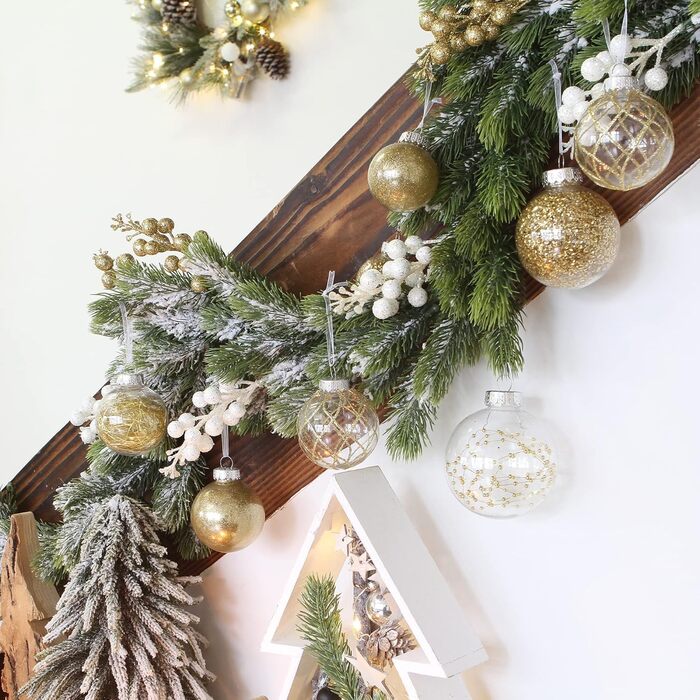 Набір прикрас для ялинки Sea Team 60 мм (30 шт.) — золоті кулі з малюнком та блискітками