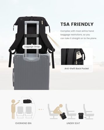 LOVEVOOK Рюкзак для підлітка, жіночий рюкзак з відділенням для ноутбука 15.6 дюймів, шкільний рюкзак, сумка для навчання, ділова сумка, рюкзак для міста, чорний