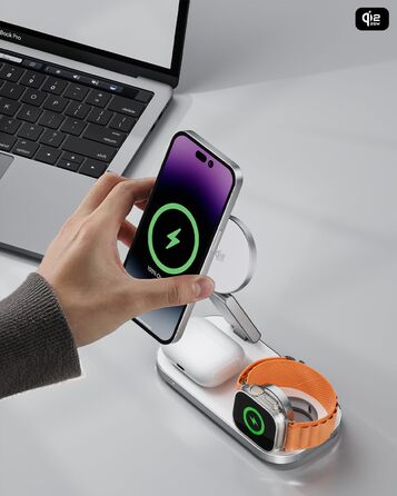 Бездротовий зарядний пристрій 3-в-1 MagSafe для iPhone, Apple Watch та AirPods Pro (Darkish)