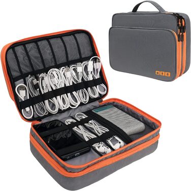 Gocokia Double-Layer Travel Bag for Electronic Accessories with Large Capacity