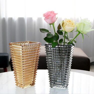 Ваза 23 см Kristallglas, прозора скляна ваза для квітів, велика декоративна ваза для квіткових композицій, гідропонного оформлення, для дому, подарунок на весілля, новосілля (Трапеція, сірий)