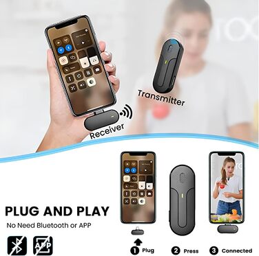 Technaxx Dual Wireless Mini Мікрофонний Набір TX-301 – 2 бездротові петличні мікрофони з шумозаглушенням, USB-C приймач, зарядний кейс, кліпса – для подкастів та запису звуку