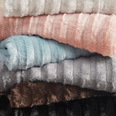 Плед Madison Park Duke Luxury: м'який, пухнастий, з довгого хутра, 50x60 см, блакитний