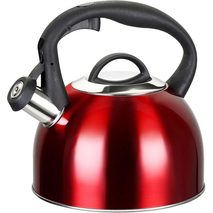 Чайник-свисток 2,5 л з нержавіючої сталі для Induktion, Gas, з свистком, чайник, кип'ятильник, кип'ятильник (червоний)