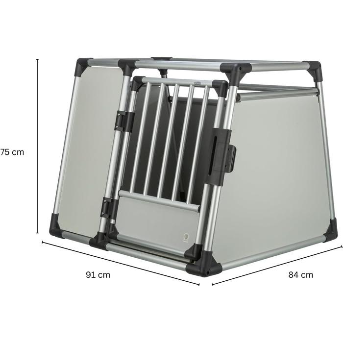Тріксі Транспортний бокс для собак з алюмінію, розмір M–L, 60x65x86 см - стабільний, тихий, з безпечним замком та неслизьким килимком