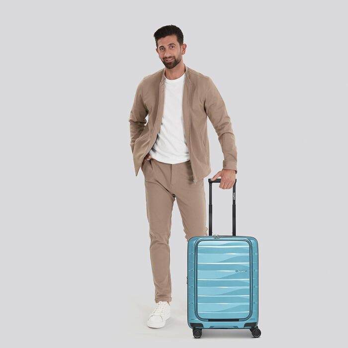 Чемодан середнього розміру з жорстким корпусом | Розкладний валіза-тележка 45 x 27 x 66 см з високоякісного поліпропілену | Унісекс, вага 3,7 кг | Подвійні колеса & TSA-замок (Travel) | Відділення для ноутбука (55 см)