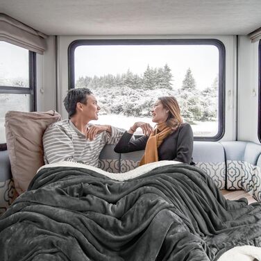 Плед Sherpa від Utopia Bedding, сірий, 200 x 150 см: теплий, м'який, двосторонній плед з плюшевого флісу для ліжка, дивана, кемпінгу та подорожей