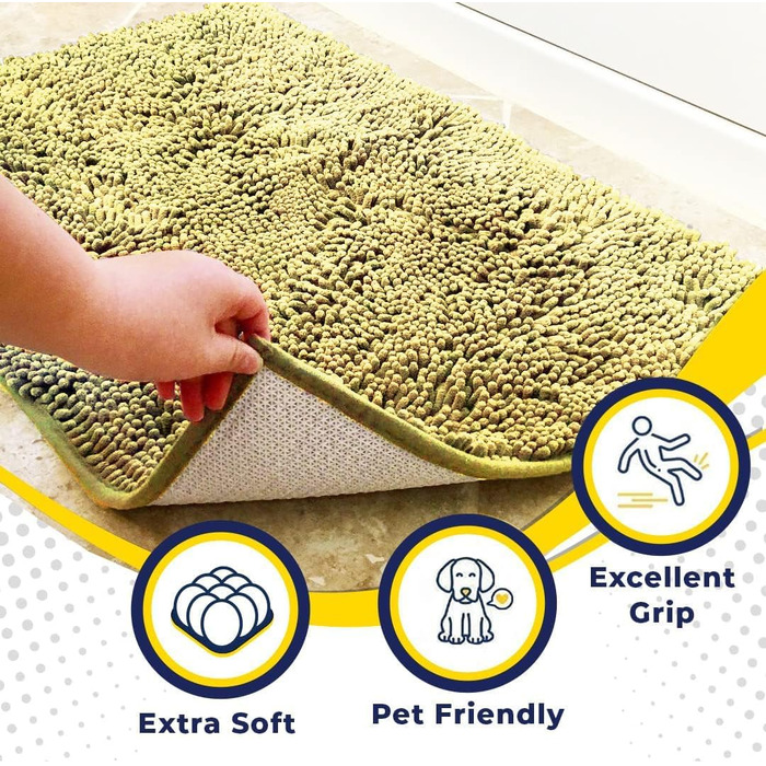 Гігроскопічний килимок Muddy Mat® з мікрофібри для дому та тварин, протиковзний та придатний для прання, жовтий, 76,2 x 48,3 см