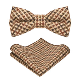 Метелик чоловічий JEMYGINS вовняний однотонний, з нагрудною хустинкою, для осені-зими, коричневий