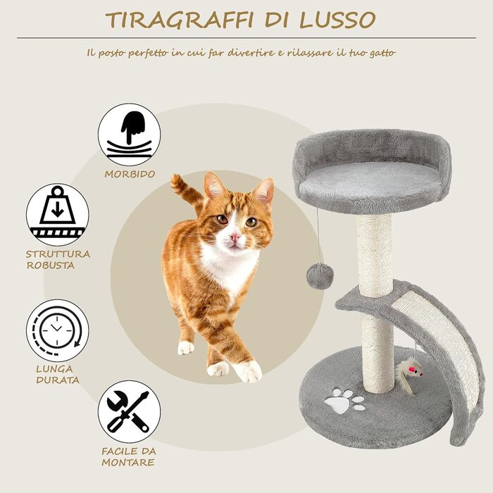 Дерево-кіт Beltom® Kratzbaum 54 см. Рожево-біле (сіре) - ігровий комплекс для котів