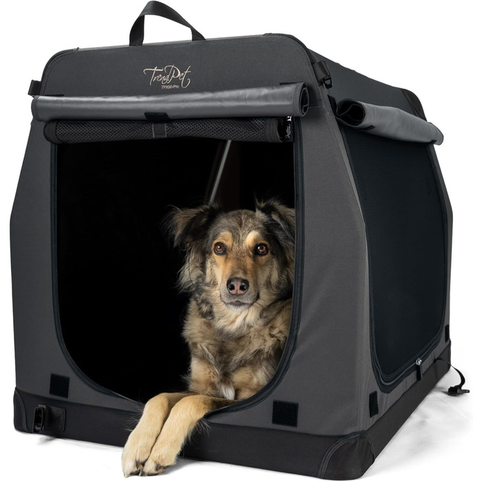 TrendPet TPX-Pro: Легка складана переноска для собак з алюмінієвим каркасом (90x65x70 см, сіра)