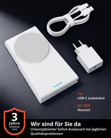 Зарядна станція 3-в-1 GEEKERA MagSafe для Apple Watch та iPhone (12-17, Air), індуктивне зарядне пристрої, біло-сірий
