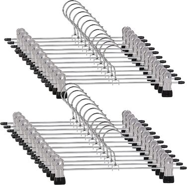 30 см металеві вішалки для штанів, 20 шт. з антиковзними затискачами для штанів, спідниць, шкарпеток, білизни