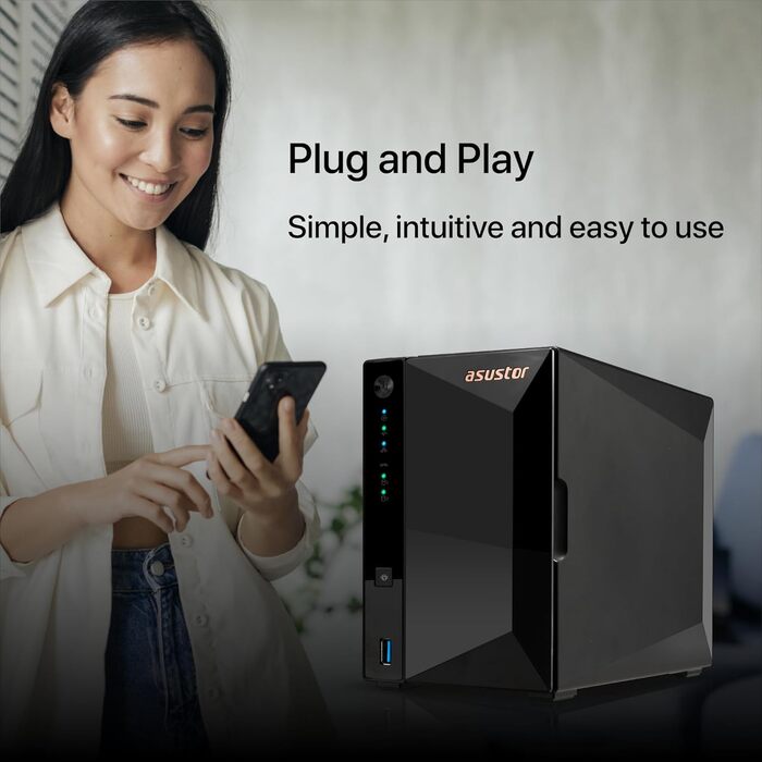 Asustor Drivestor 2 Lite AS1102TL - NAS сервер, 2 відсіки, 1 ГБ RAM DDR4, 1GbE порт