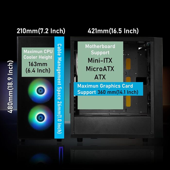 Корпус ПК Mid Tower BITFENIX Fang ARGB (Чорний)