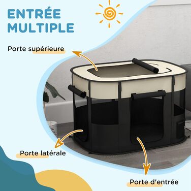 PawHut: Фрейлауф для собак з Оксфордської тканини, 94x74x60 см, кремово-білий та чорний