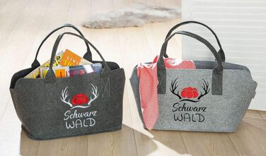 GILDE Felt Bag with Black Forest Logo as a shopping bag/wooden bag/beach bag – tear-resistant & carries a lot of weight – safely cushions your purchases and has plenty of storage space (Black Forest Dark Grey)