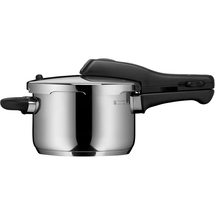 Швидкісний скороварка WMF Perfect One Pot 2,5 л, індукційна, з паровим клапаном, 2 режими готування, зручне управління однією рукою, для всіх типів плит, полірована нержавіюча сталь Cromargan, для однієї особи
