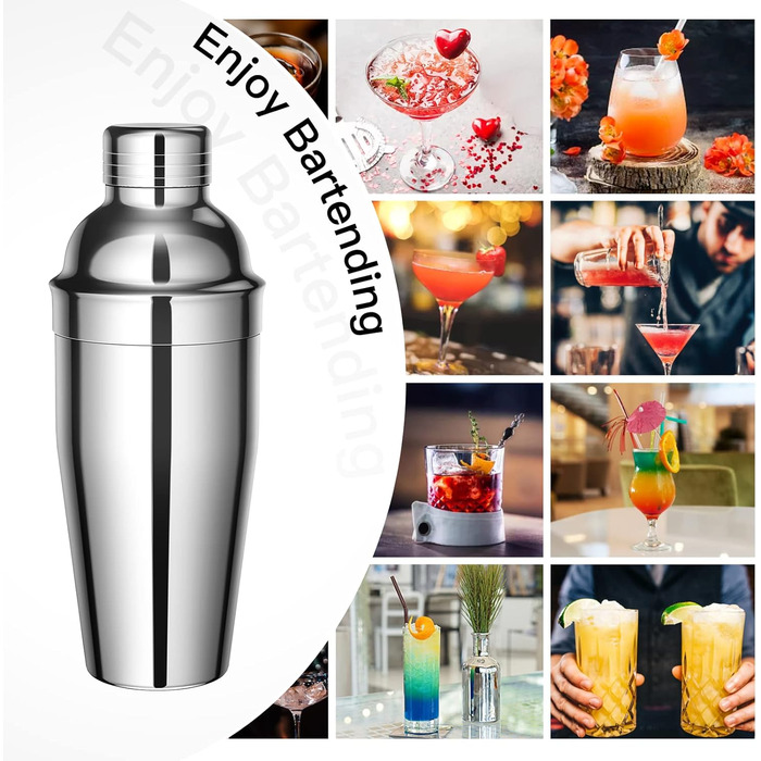 Набір для коктейлів Sosayet, 10 предметів, з нержавіючої сталі, аксесуари та рецепти, 750 мл, для барменів-початківців та професіоналів - подарунок для чоловіків