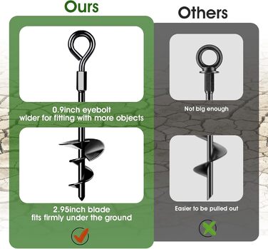 Trampoline Ground Anchor Set of 4, Heavy-Duty Trampoline Anchor Kit for Tents, Swings, Awnings, Metal Trampoline Anchor Kit for Strong Winds