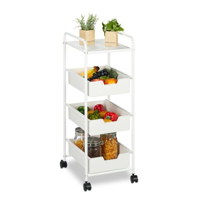 Relaxdays rolling cart with 3 tiers and a storage shelf