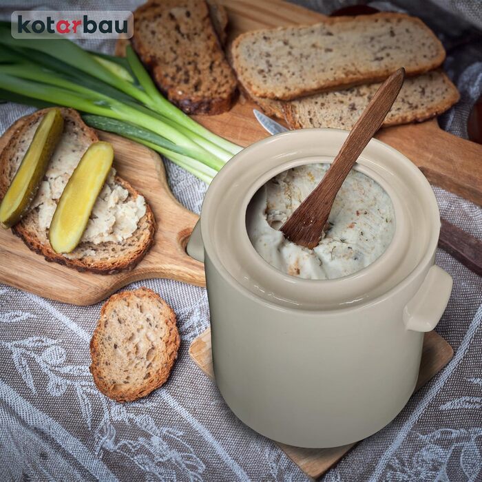 Керамічний бочонок для квашення 2,5 л KOTARBAU, білий – глечик для квашеної капусти, огірків, кімчі, ферментації, з кришкою, кам'яний горщик