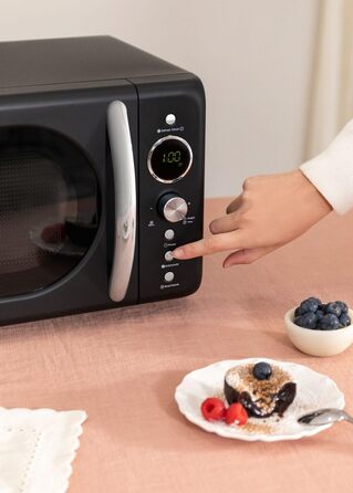 Мікрохвильова піч з грилем Retro, 20 л, кремово-білий колір, LCD-дисплей, 9 меню, багатофункціональна