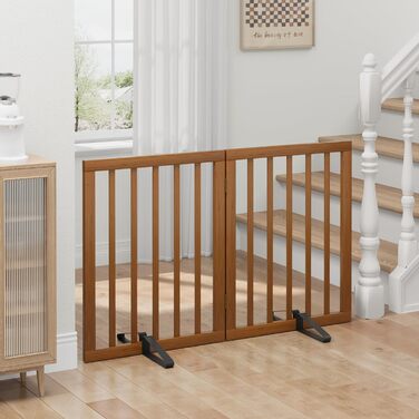 Перегородка для собак з бамбука, розкладна, для дверей, 3 панелі (білий). Металеві ніжки, для дому, роздільник простору. Ширина 55' та 37'