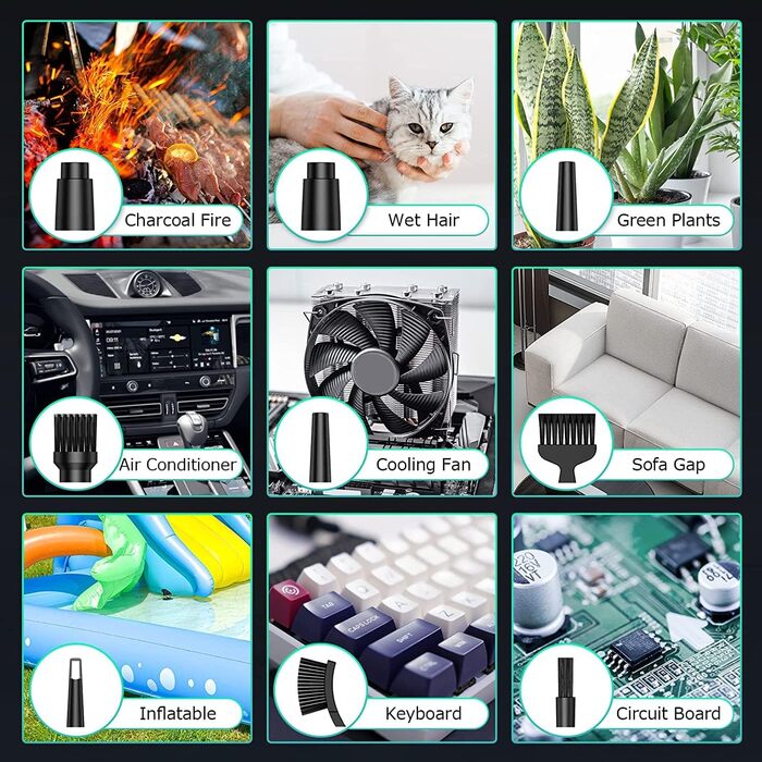 Електричний пилосос-бластер VANBAR для чищення клавіатури, диванів, авто та офісної техніки. Акумулятор 7600mAh, 3 швидкості, USB-зарядка, щітка.