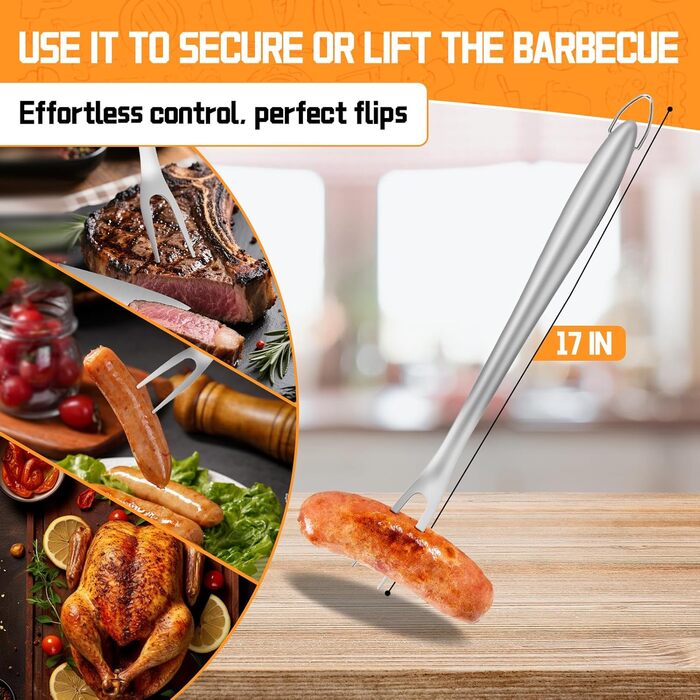 Набір аксесуарів для гриля з нержавіючої сталі на 9 частин, преміум-якість, для чоловіків та батьків, ідеальний подарунок на день народження/Новий рік, для BBQ, гриля та кемпінгу, з сумкою, включає шпатель, щипці