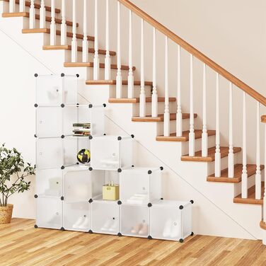 WOLTU Cube Shelf, Storage System, 15 Cubes, DIY Cube Shelf, Modular PP Panels, as Wardrobe, Shoe Shelf, Room Divider, for Living Room, Bedroom, Hallway, White
