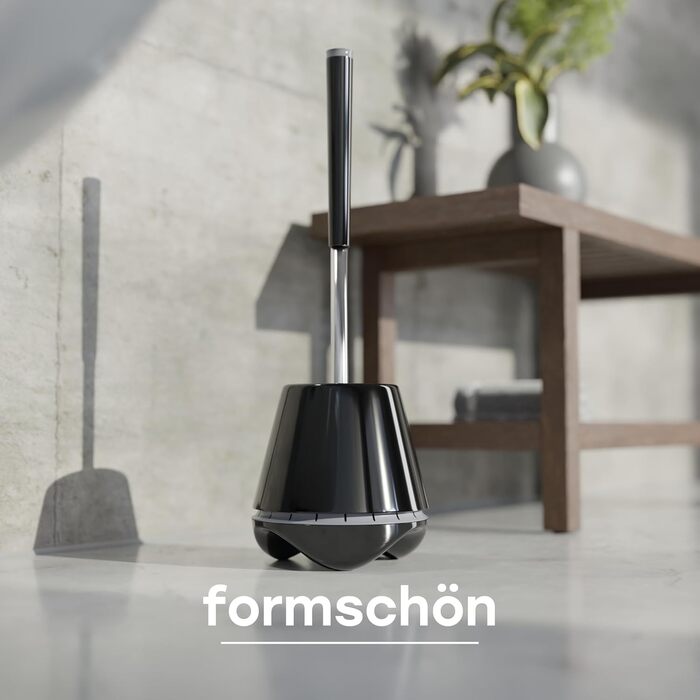 SAVEGA® Оригінальна силіконова щітка для унітазу - комплект з тримачем. Антибактеріальна щітка для туалету, чорний/сірий колір.