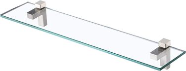 KES Shower Shelf for Hanging, Bathroom Shelf, Wall Shelf, Shower Glass Shelf, 8mm Shower Shelf, Bathroom Shelf, Tempered Glass with Shelf Support 60cm Brushed Nickel, BGS3201S60-2