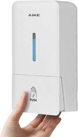 AIKE AK1006 800ML Soap Dispenser Wall Mount No Drilling, Manual Wall Soap Dispenser Made of Plastic, Liquid Soap Dispenser for Public Use, White
